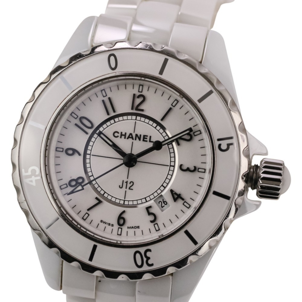 CHANEL J12 White Ceramic Quartz Watch H0968 Dial Women's